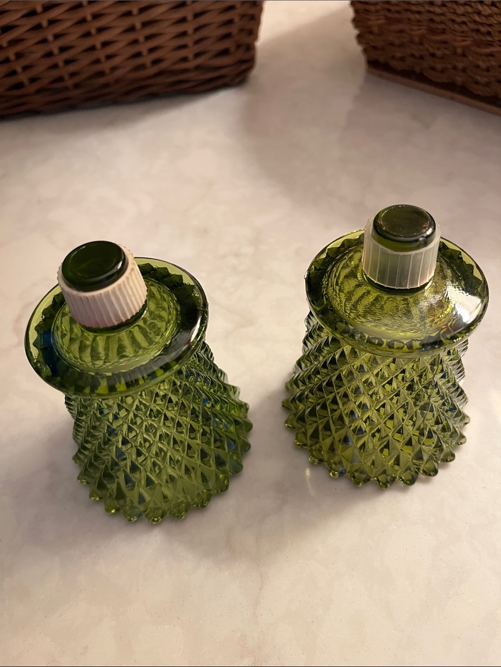 VTG peg votive cups Home Interiors Green diamond pattern Glass - Picture 3 of 3